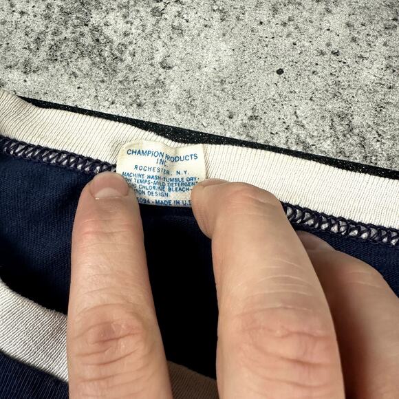 True Vintage Champion Blue Bar Ringer Albany Medical College Size Medium - Picture 4 of 5